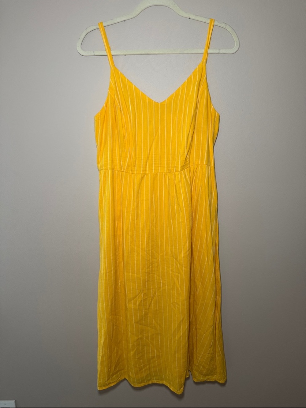 Yellow adjustable straps V-Neck Midi Dress